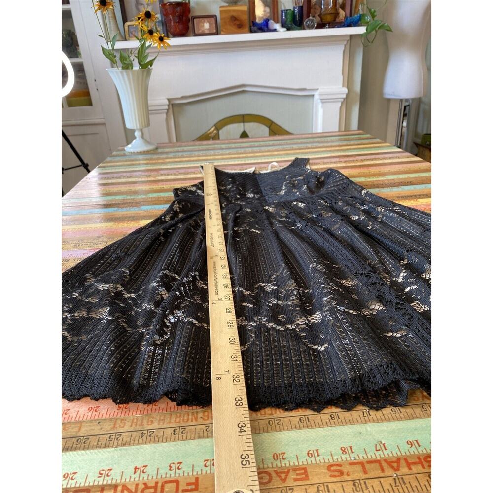 Free People Rocco Dress Black Lace Overlay Sleeveless Open Back Sz 4 Mini Sheer - Picture 11 of 13